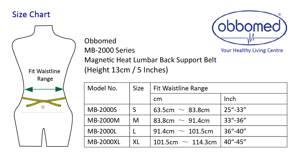 MB-2000S Magnetic Heat Lumbar Back Support Belt with Far-Infrared & 24 Magnets – (S: 25 – 33 inches)