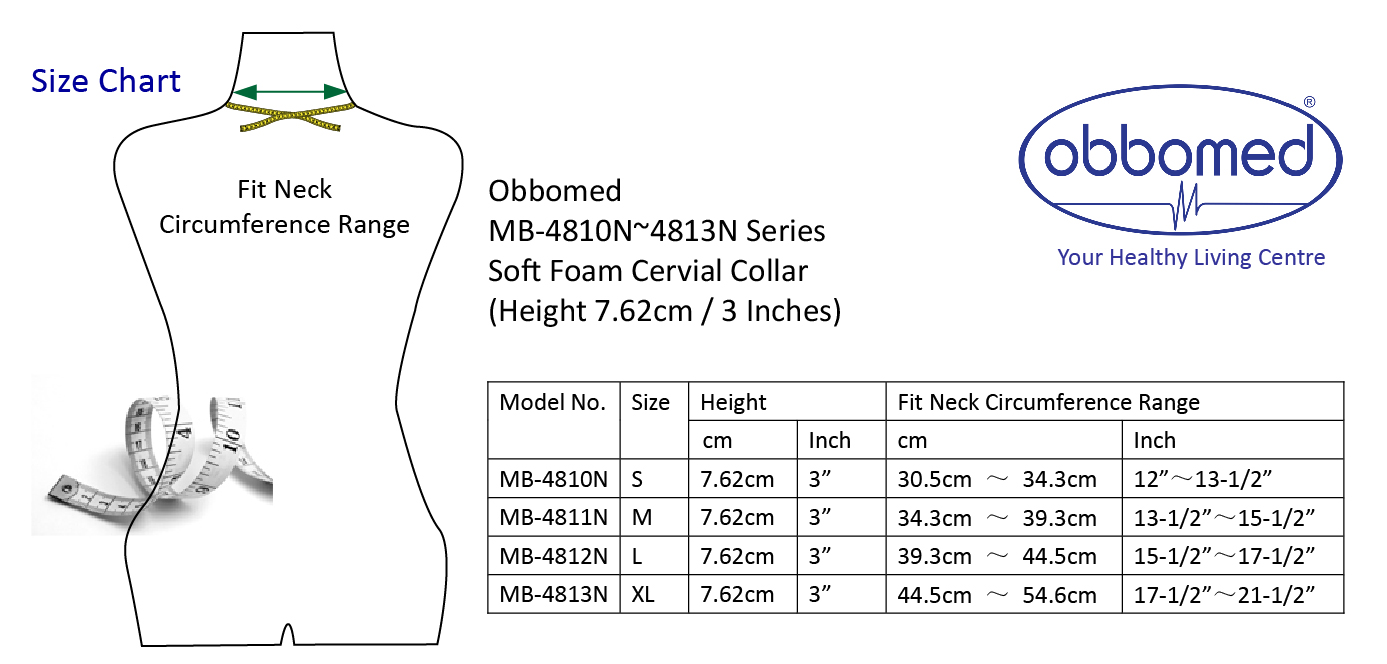 MB-4812N 3 Inch Soft Foam Cervical Collar – (L) 44.5 x 7.62 x 2.5 cm / 17.5 x 3 x 1 inches