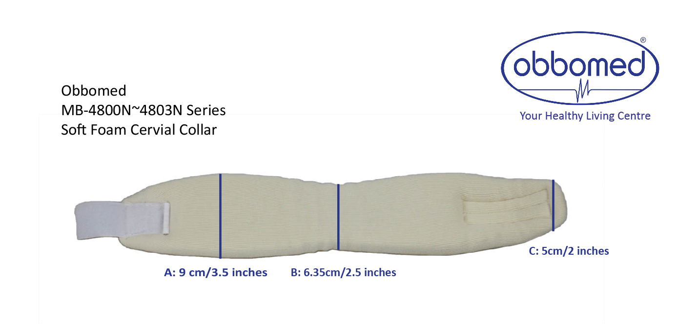 MB-4800N 2.5 Inch Soft Foam Cervical Collar – (S) 34 x 6.5 x 2.5 cm / 13.5 x 2.5 x 1 inches