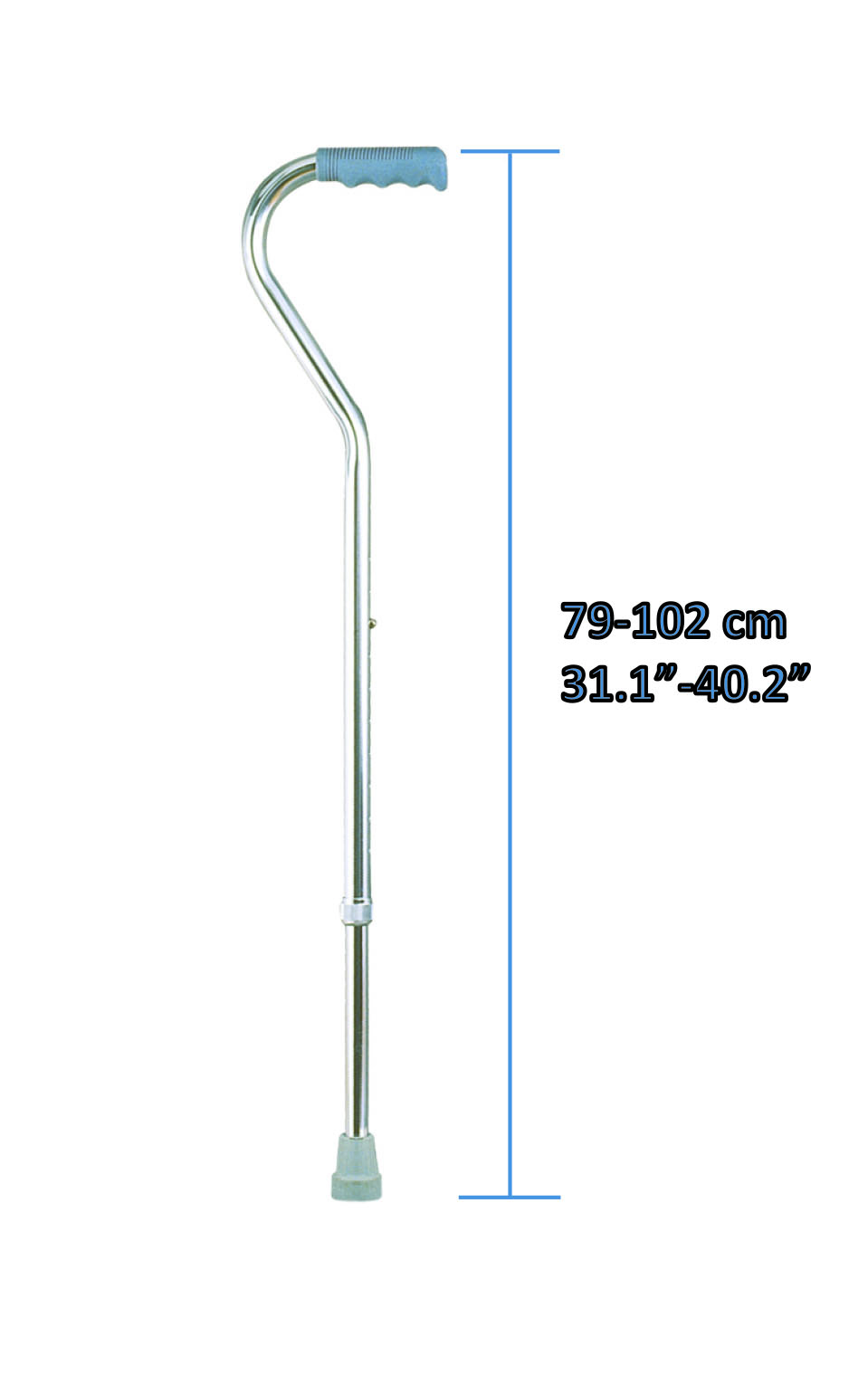 MW-1340 Cane with Offset Comfortable Contour Handle, Height Adjustable