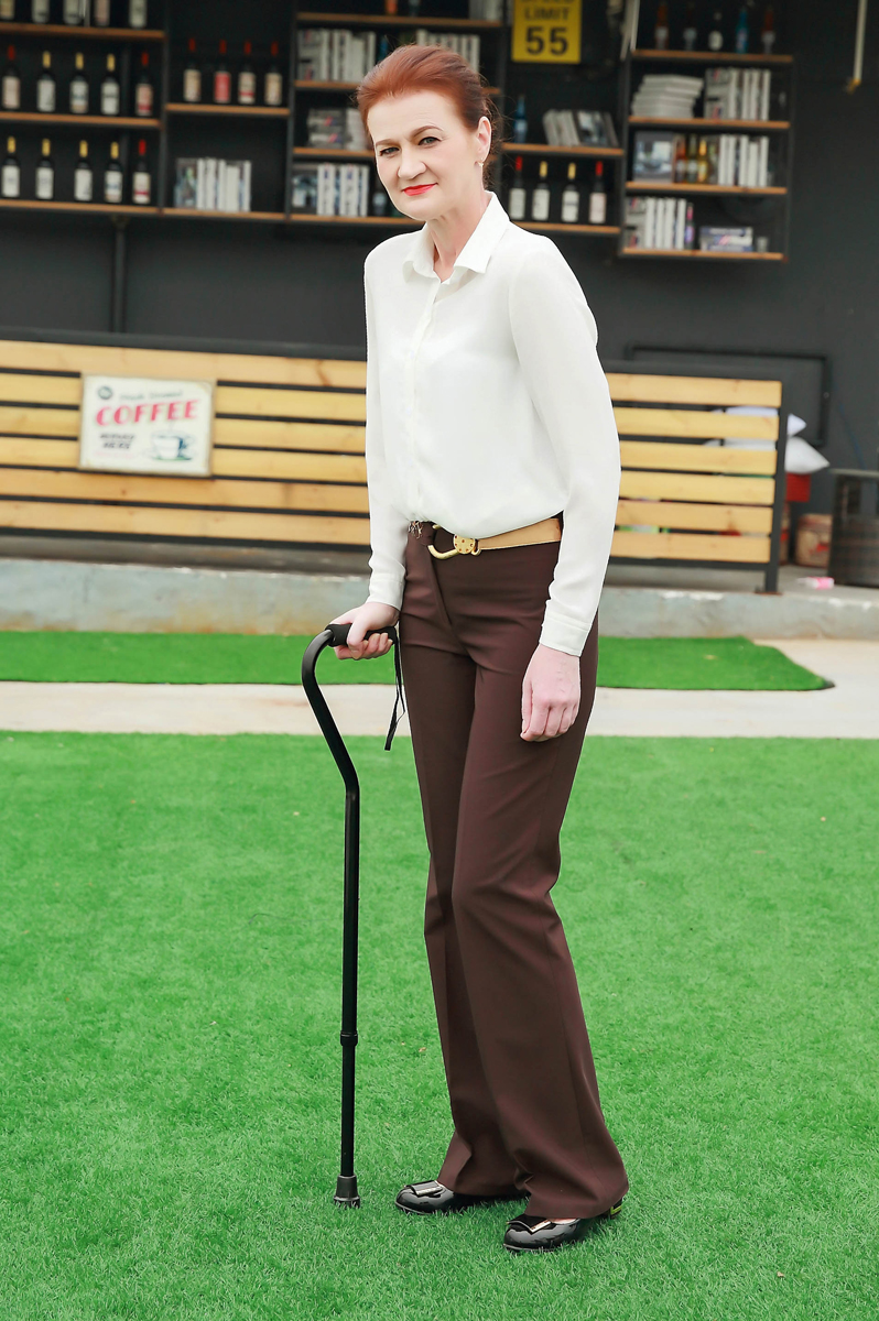 MW-1340 Cane with Offset Comfortable Contour Handle, Height Adjustable