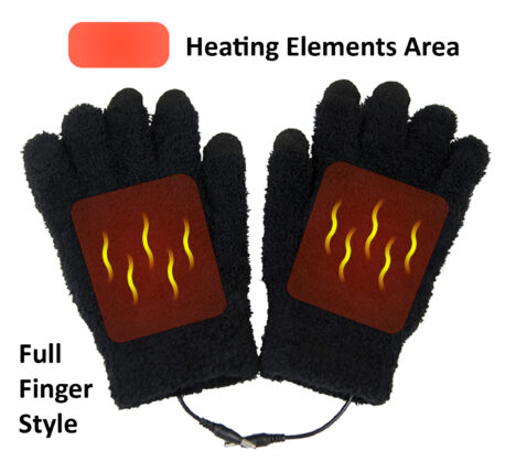 MH-1005 Gants Chauffants en Carbone de Fibre Chauffant et Infrarouge, Adapté Écran Tactile USB 5V 6W - Laptop, IPhone, Longueur d’Onde 8-15 μm (Zone de Santé: 4-14 μm); Noir - 26 x 12 cm