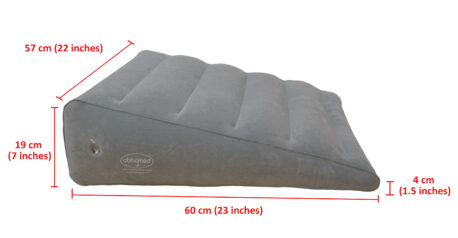 HR-7600 Inflatable Bed Wedge Pillow with velour surface, Gray, Horizontal Indention