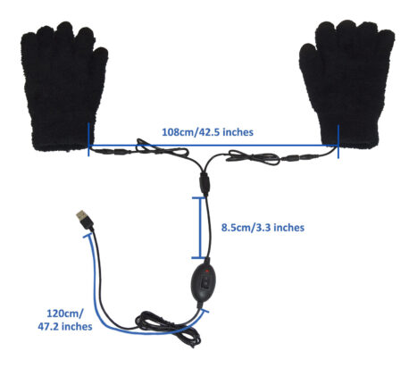 MH-1005 Touchscreen USB 5V Carbon Fiber Heated Gloves – Full Finger, Black